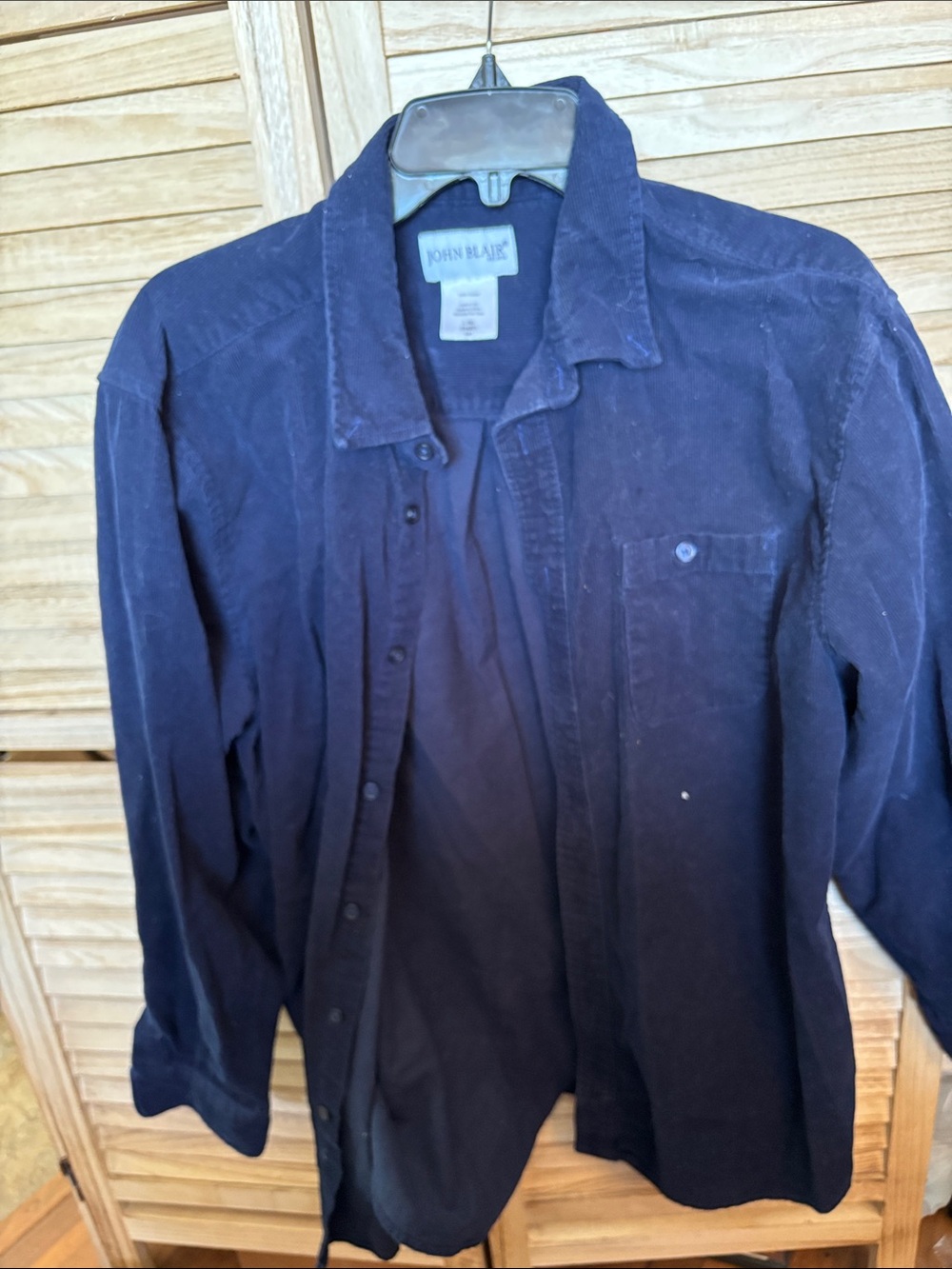 John Blair Navy Corduroy Button-Up Shirt Large